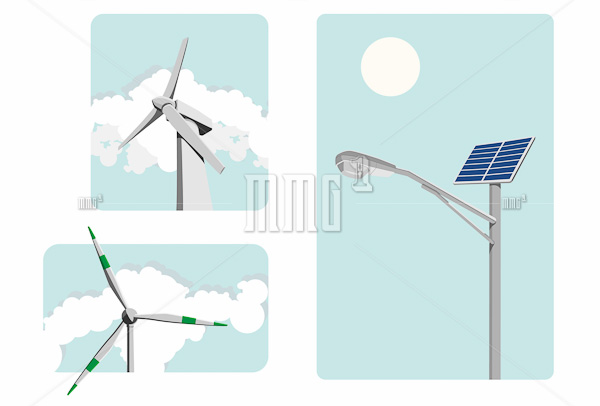 Windmill power and solar energy, environmentally safe