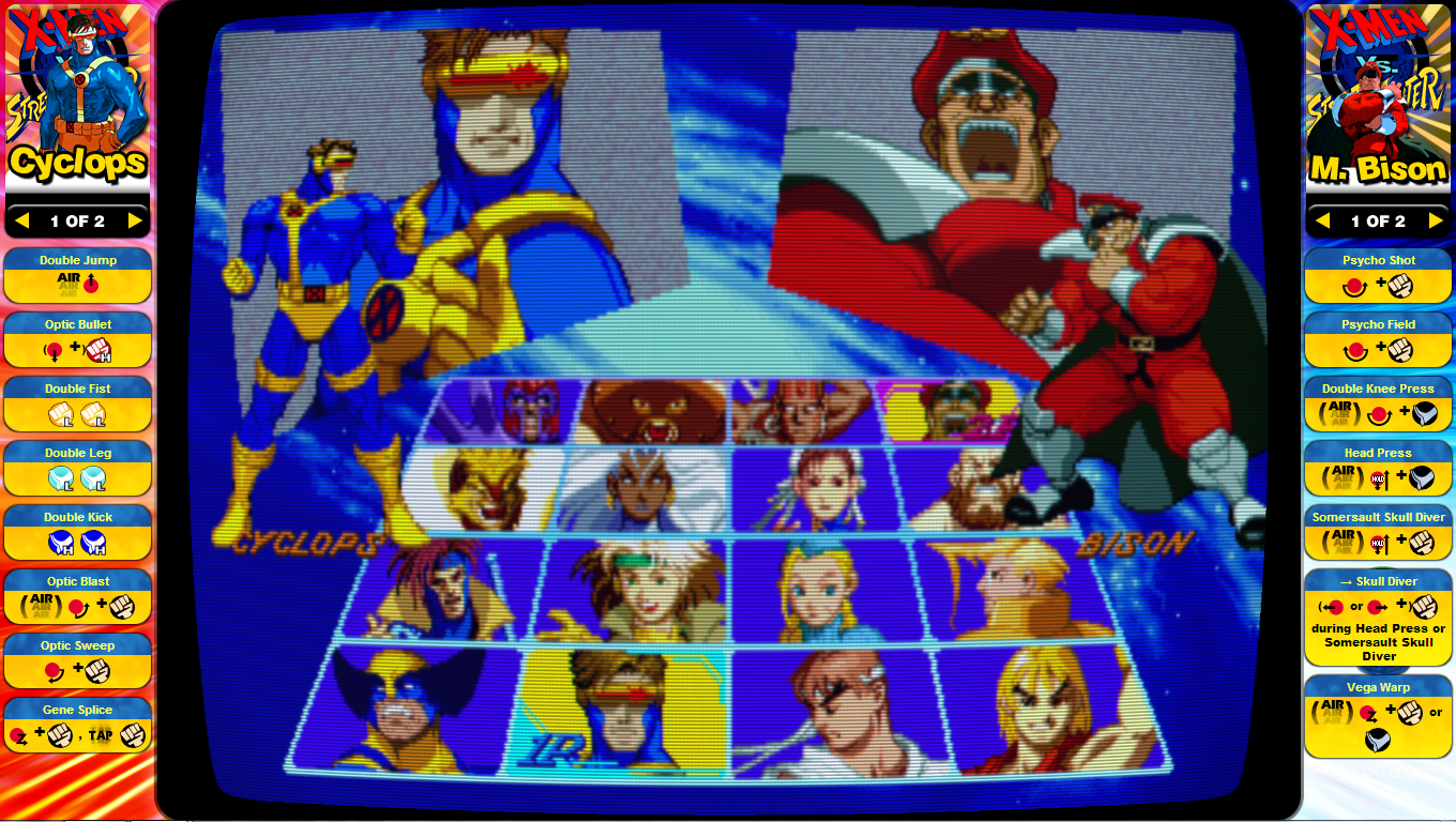  Xmen vs Street Fighter Instruction Card